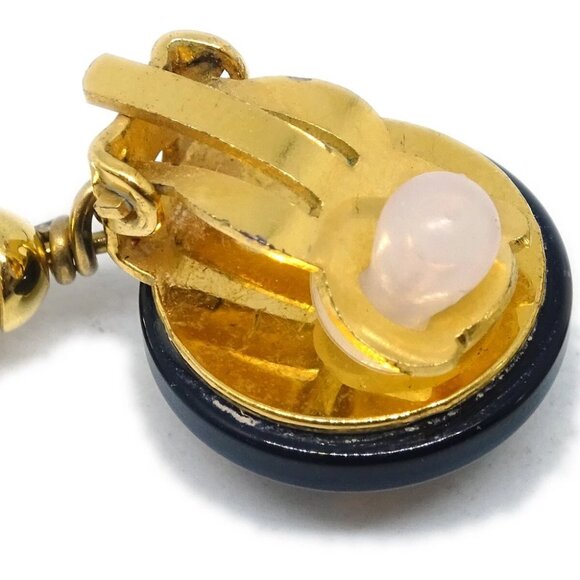 Chanel Artificial Pearl Dangle Earrings Clip-On Gold 96P - Picture 3 of 4